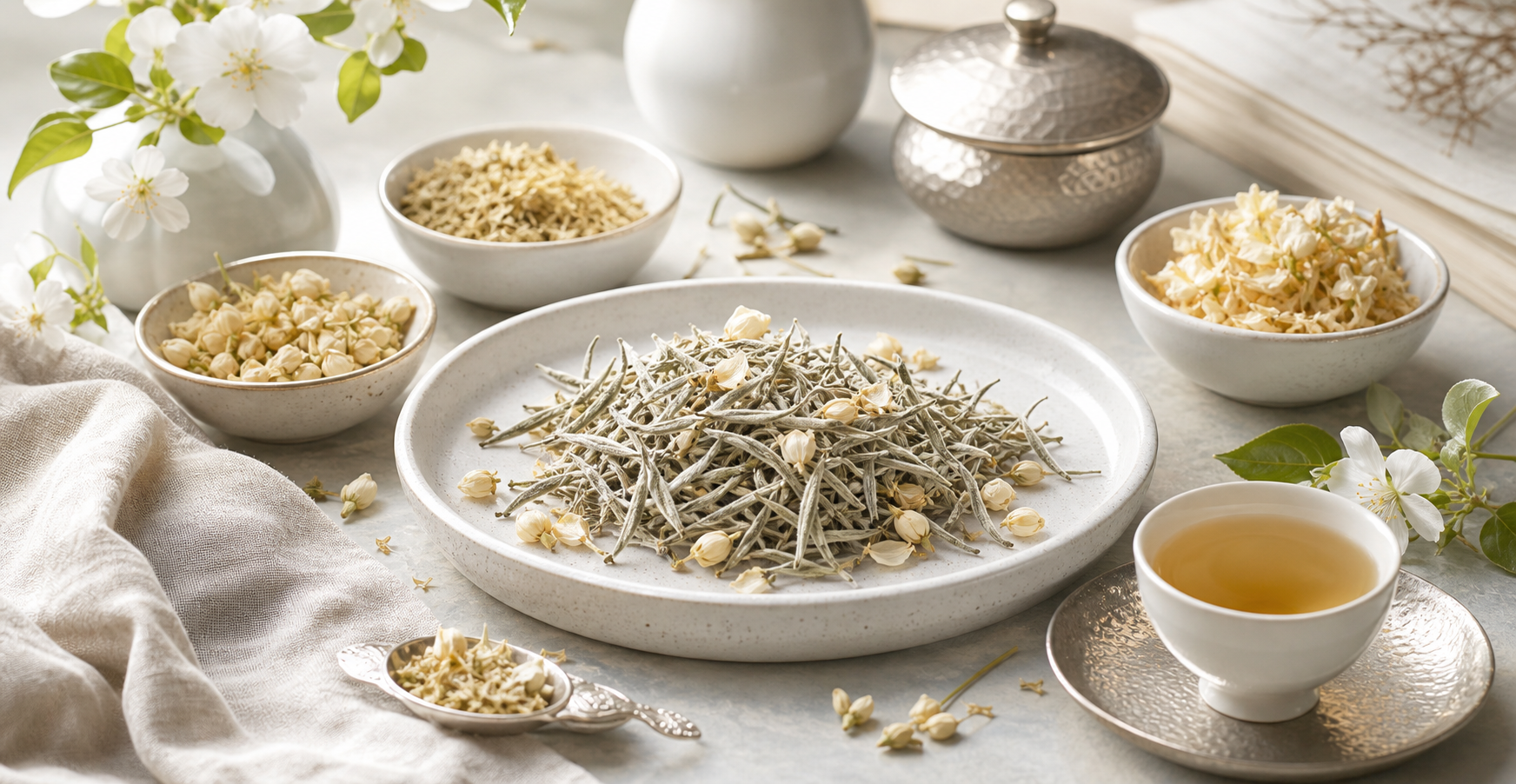Silver needle tea and pale botanicals for the Epic grade